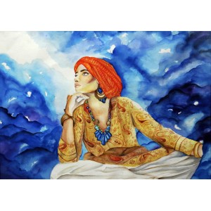 Sheherazad Siddiqui, 22 x 30 Inch, Watercolor on Paper, Figurative Painting, AC-SHE-011